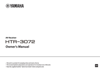 Yamaha HTR-3072 - Owners manual 